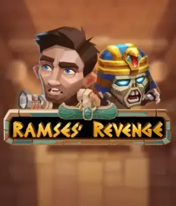 Dive into the mysterious world of Ramses' Revenge slot by Relax Gaming, highlighting a surprised explorer and a fierce mummy amid an Egyptian tomb backdrop. This graphic captures the adventure of ancient Egyptian myths, great for adventure seekers, delivering a gripping escape. 